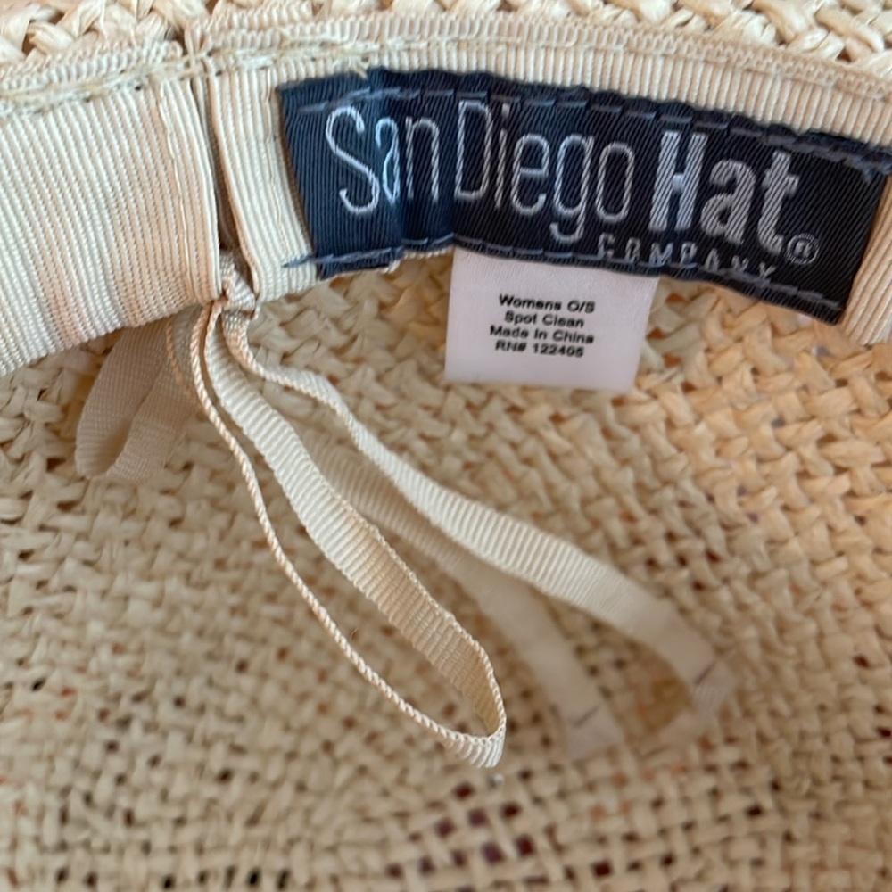 Straw Hat w/ Cowrie Shell band Wide-Brim Raffia Floppy Sun Hat NWOT San Diego Co - Picture 6 of 12